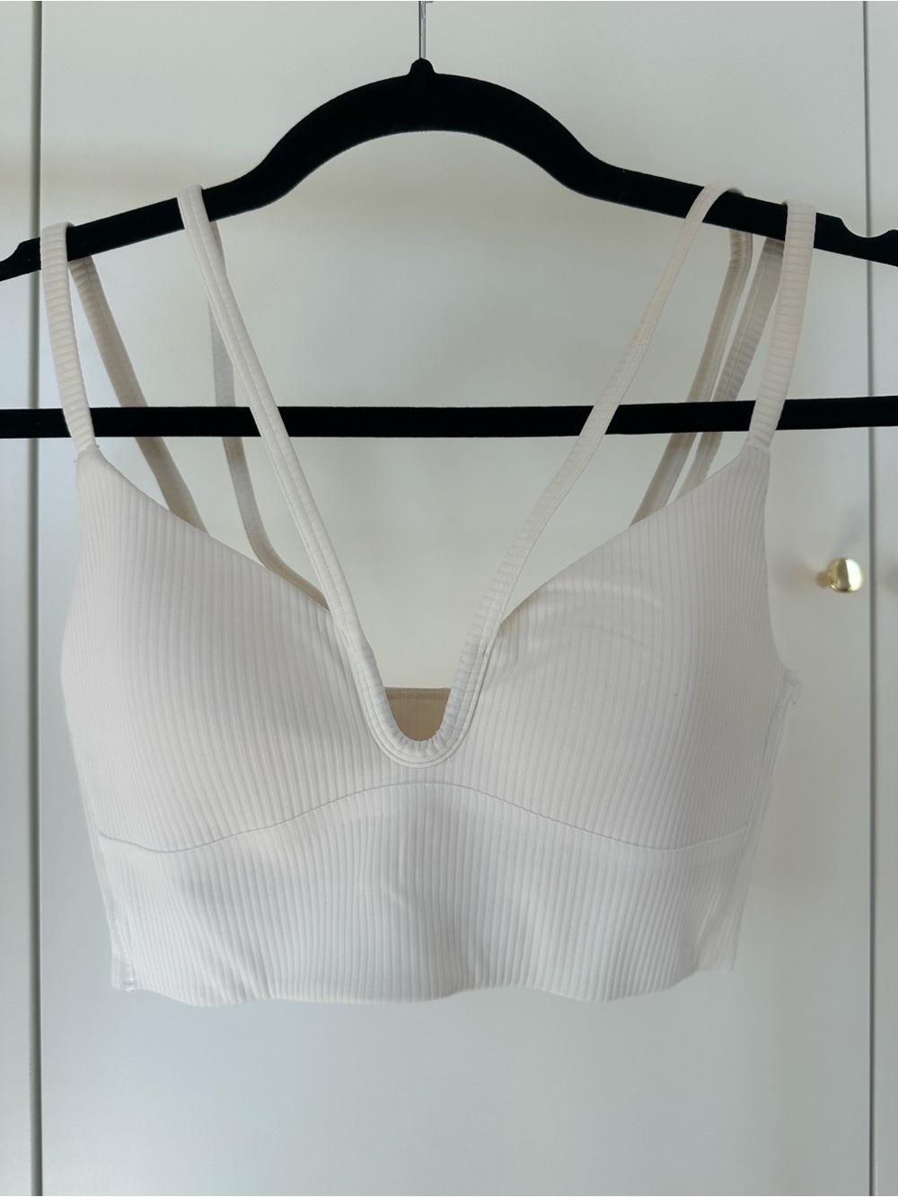 lululemon athletica Ribbed V-Neck Double Strap Sports Bra - White
